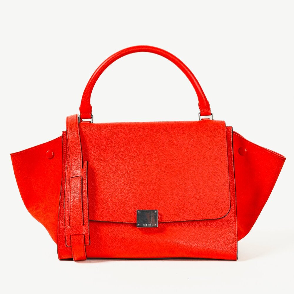 Celine Trapeze Medium in Orange Leather and Suede